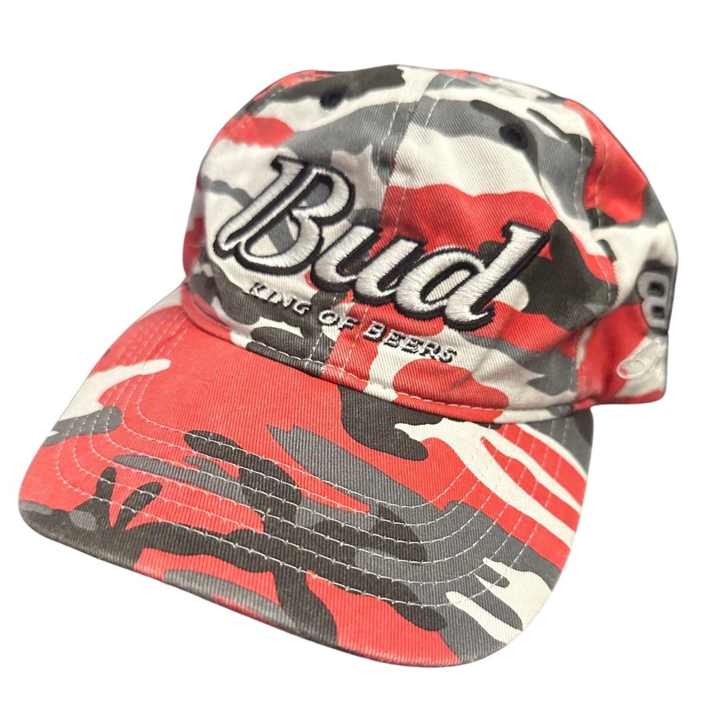 Chase Authentics Dale Earnhardt Jr Budweiser NASCAR Camo Hat Red White Grey OSFM